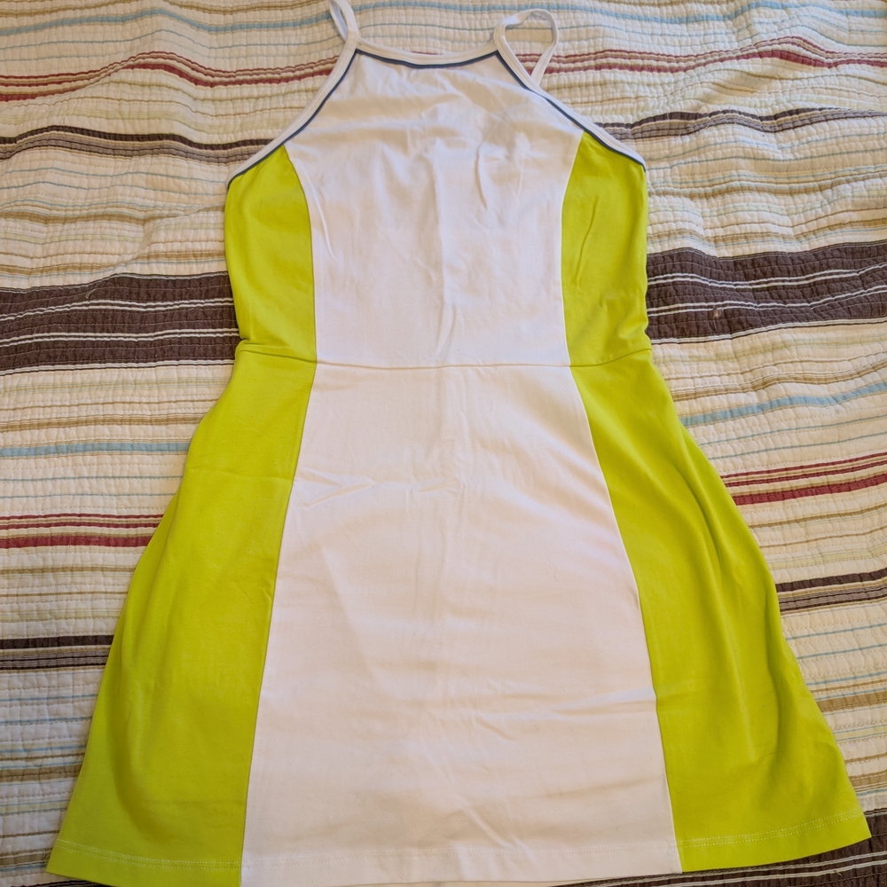 Urban Outfitters White and Lime Mini Dress